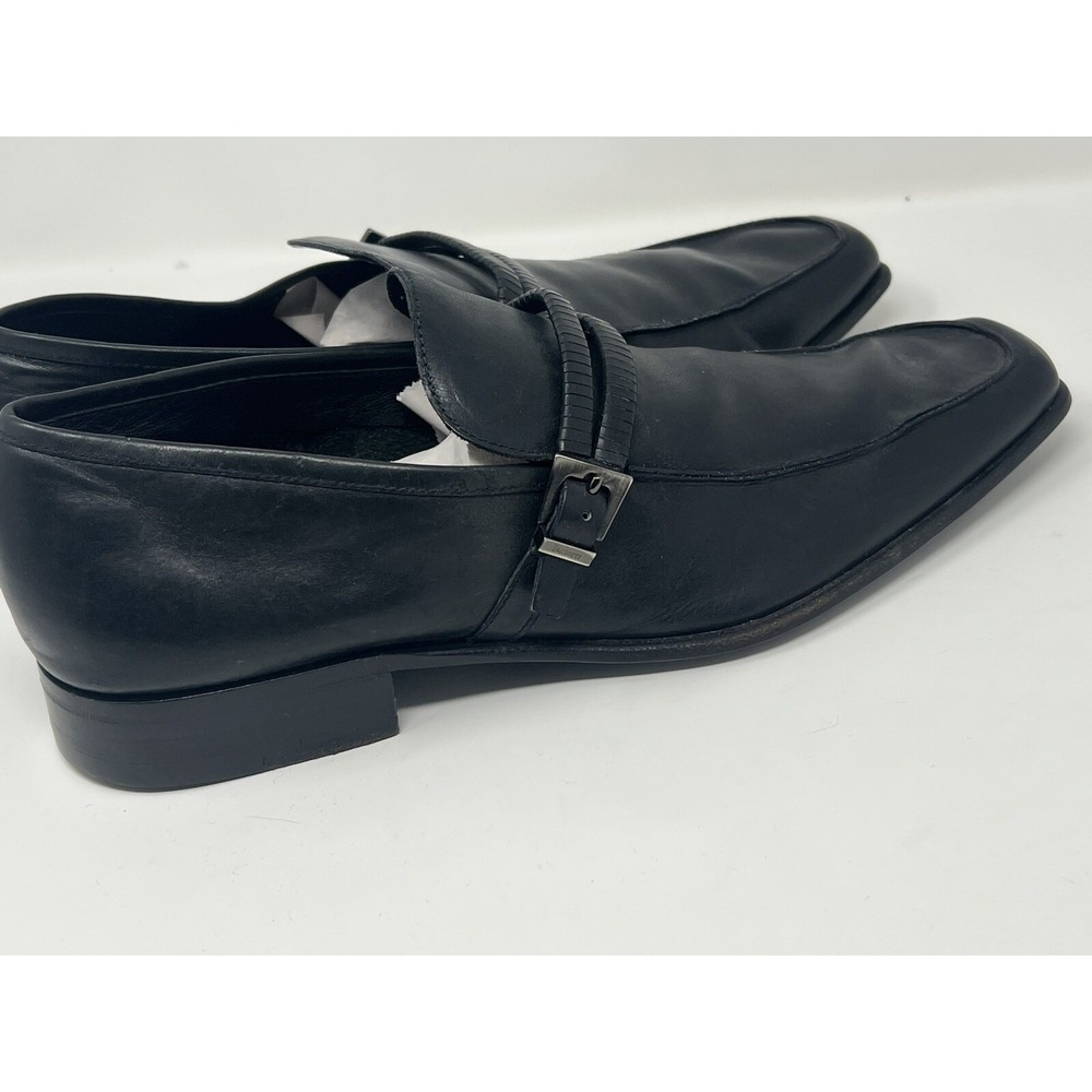 Cesare Paciotti Mens Black Leather Square Toe Loafers Buckle Strap Shoes 8.5 - Picture 6 of 16